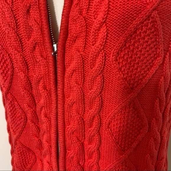 Tabi Red Cable Knit Zip up Sweater Vest 100% Cotton Relax Fit Sz XL - Picture 8 of 13